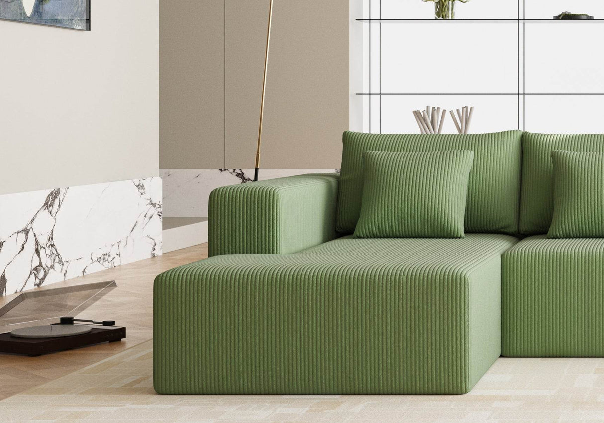 Corduroy U-Shaped Modular Sectional Sofa With Plush Cushions - Omega Lifestyles