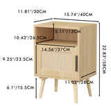 Oak Rattan Bedroom Nightstand With Solid Wood Legs - Omega Lifestyles