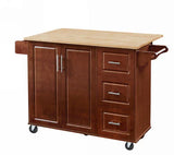 Rolling Kitchen Island Cart With Drop-Leaf Rubberwood Countertop - Omega Lifestyles