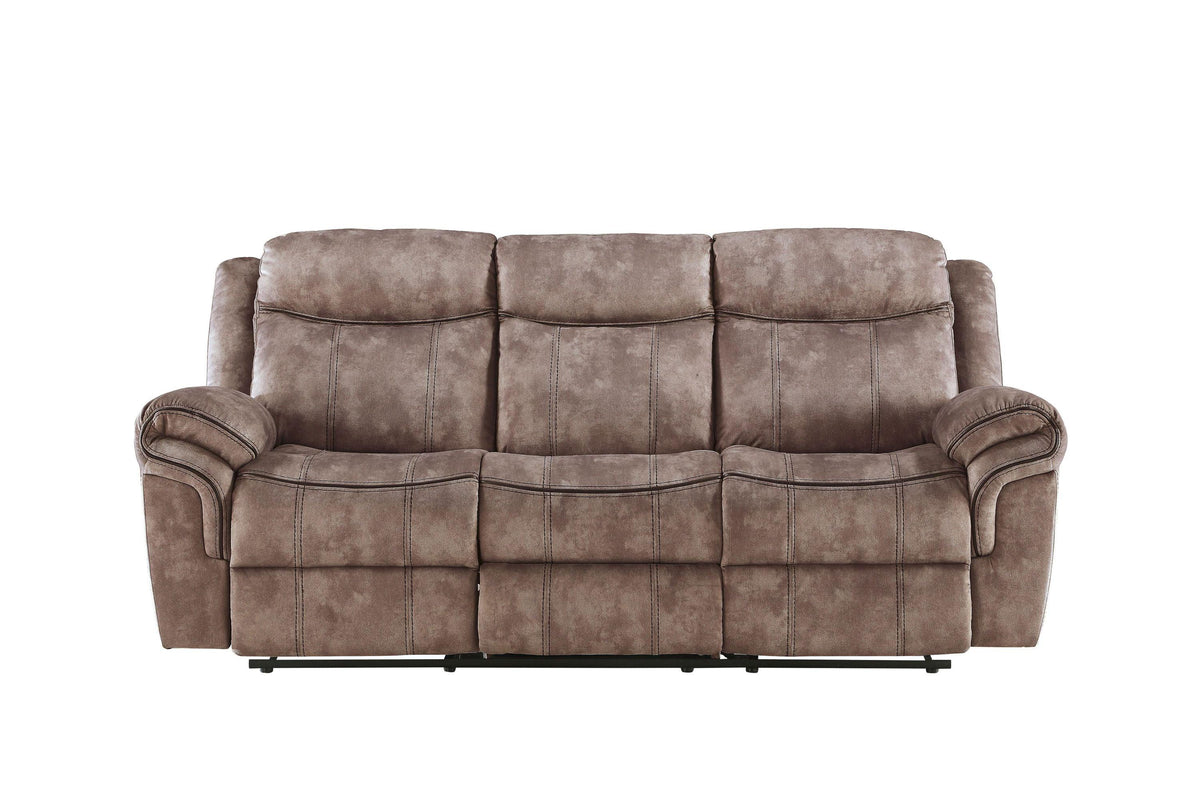 Chocolate Velvet Recliner Sofa With USB Port And Drop Down Table - Omega Lifestyles