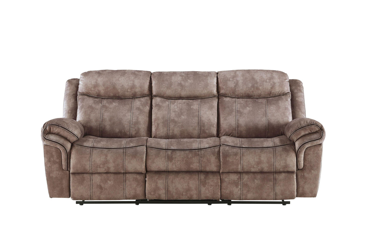 Chocolate Velvet Recliner Sofa With USB Port And Drop Down Table - Omega Lifestyles