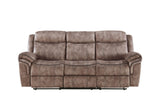 Chocolate Velvet Recliner Sofa With USB Port And Drop Down Table - Omega Lifestyles