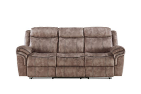 Chocolate Velvet Recliner Sofa With USB Port And Drop Down Table - Omega Lifestyles