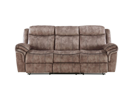 Chocolate Velvet Recliner Sofa With USB Port And Drop Down Table - Omega Lifestyles