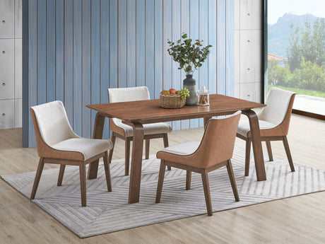 Walnut Synthetic Wood Dining Table With Bent Legs - Omega Lifestyles
