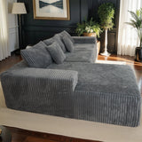 Modular Plush Corduroy Sectional Sofa With Chaise - Omega Lifestyles