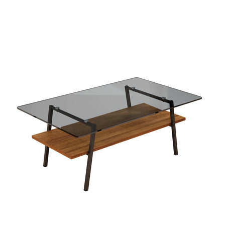Modern Gray Tempered Glass Metal Leg Coffee Table - Omega Lifestyles