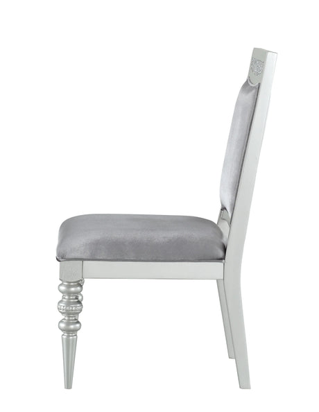 Set of 2 Maverick Fabric Platinum Finish Side Chairs - Omega Lifestyles