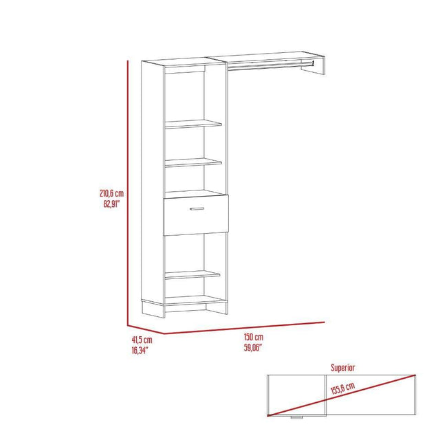 Modern White Particle Board Bedroom Closet Organizer - Omega Lifestyles