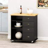 Contemporary Wood Kitchen Cart With Rolling Casters - Omega Lifestyles