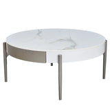 Modern Round Ceramic Top Coffee Table With Storage Drawers - Omega Lifestyles