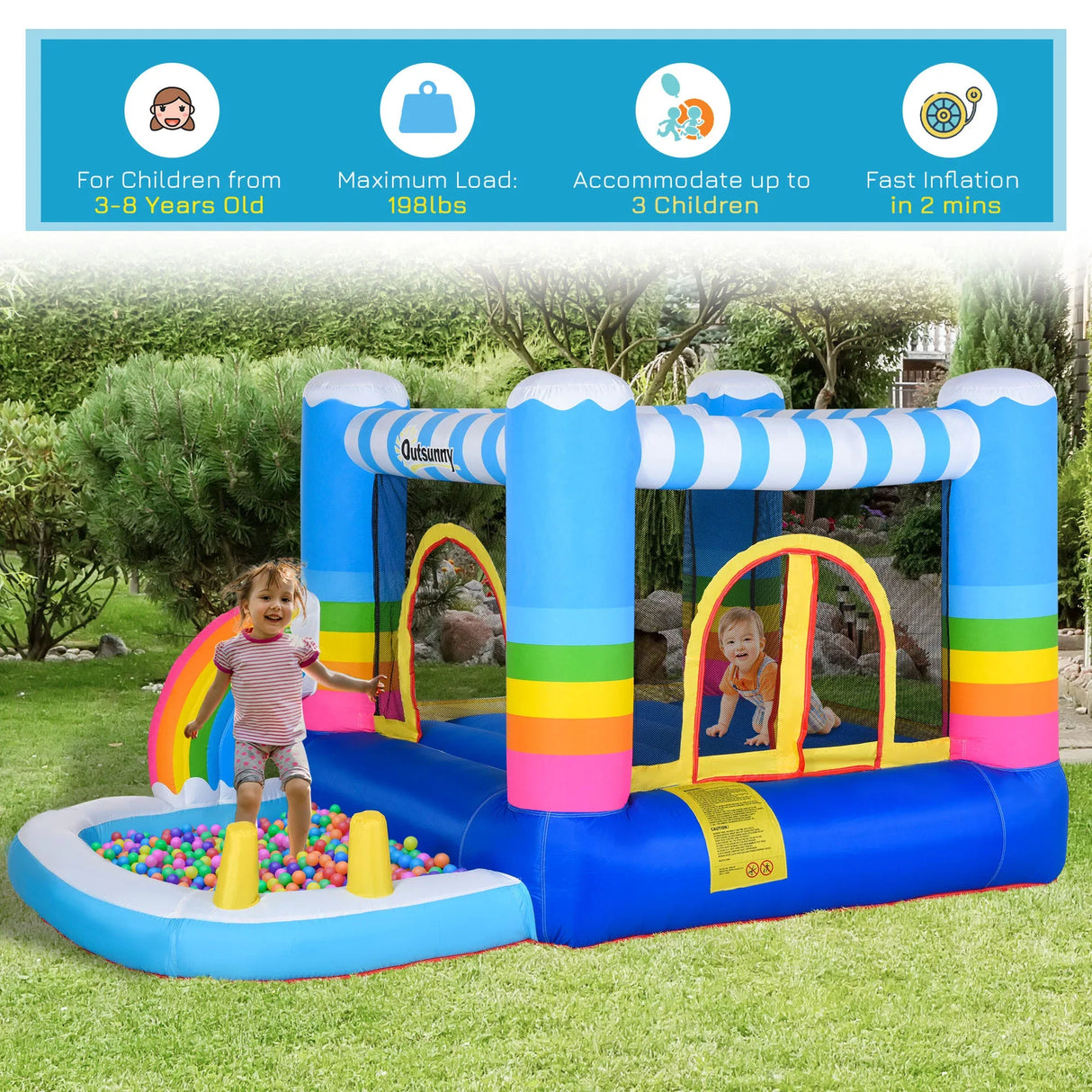 Inflatable Kids Bounce House With Trampoline Pool Slide - Omega Lifestyles