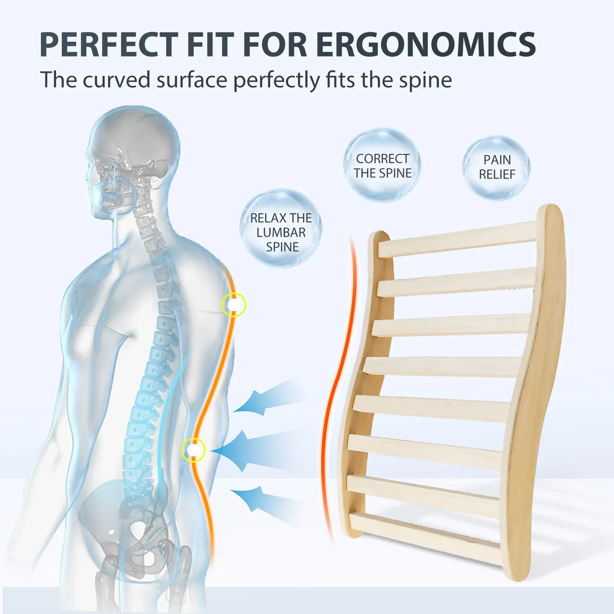 Ergonomic S-Shape Canadian Hemlock Wood Sauna Backrest - Omega Lifestyles