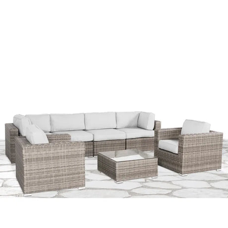 6-Piece Grey Mix Wicker Sectional Patio Seating Set - Omega Lifestyles