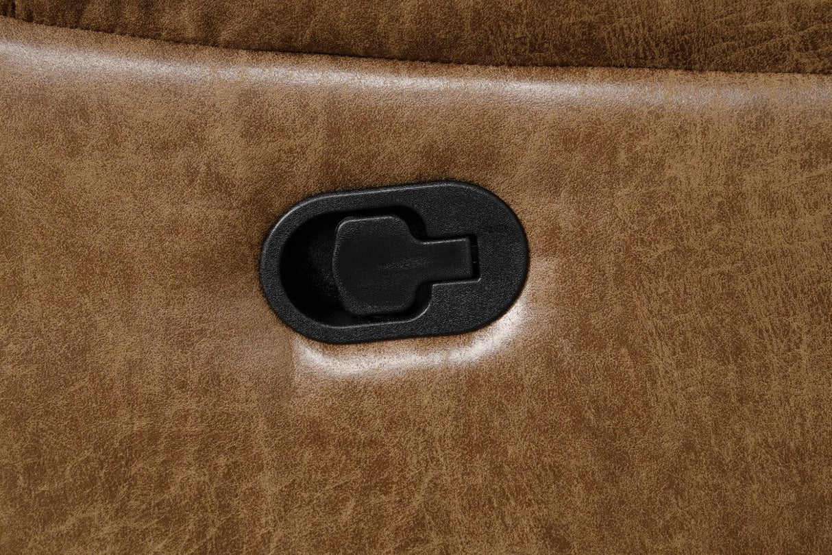 Transitional Brown Leatherette High Density Foam Manual Recliner - Omega Lifestyles