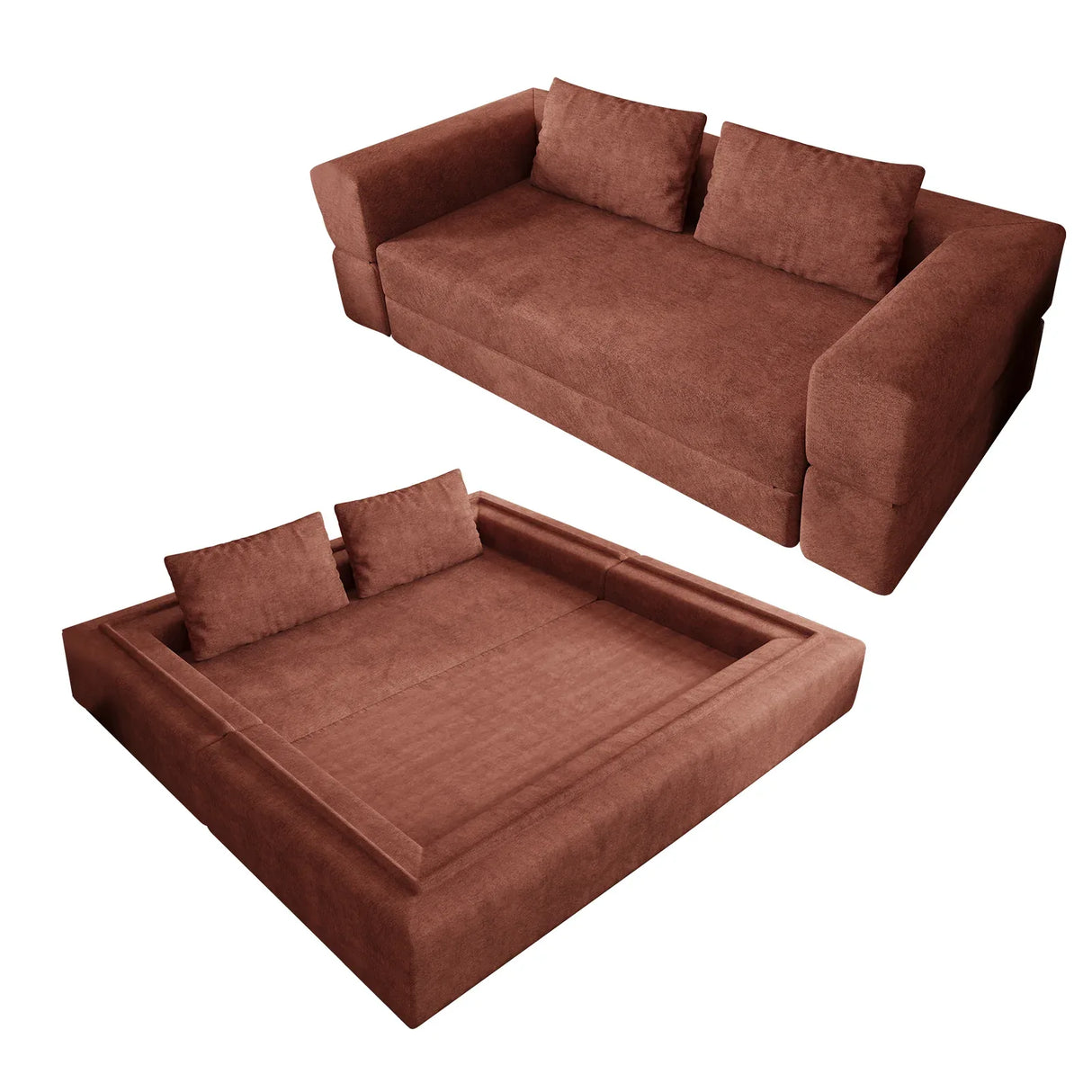 Orange Chenille Folding Memory Foam Sofa Bed Couch - Omega Lifestyles