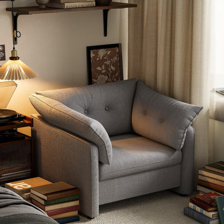 Modern Oversized Chenille Fabric Accent Armchair - Omega Lifestyles