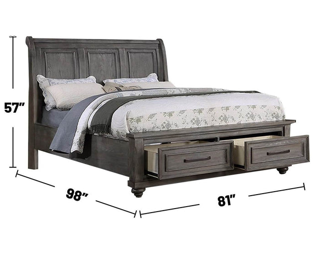 California King Storage Bedframe With Sleigh Headboard - Omega Lifestyles