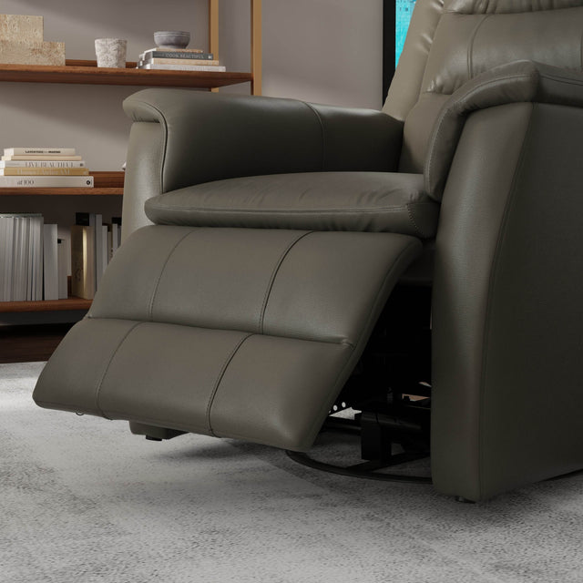Swivel Glider Recliner With Manual Footrest And Leather Upholstery - Omega Lifestyles