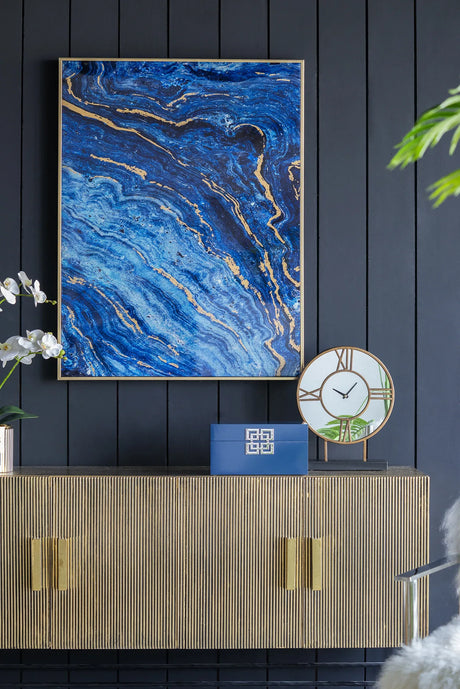 Set Of 2 Blue And Gold Framed Art Panels - Omega Lifestyles