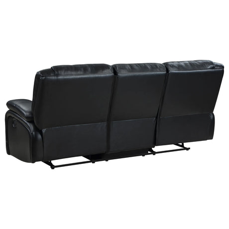 Black Upholstered Motion Reclining Sofa With Pillow Arms - Omega Lifestyles