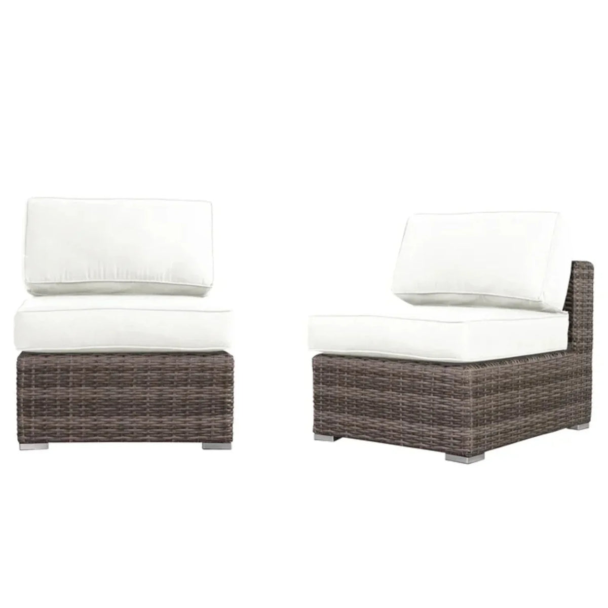 2-Piece Modern Grey Wicker Patio Seating Set With Cushions - Omega Lifestyles