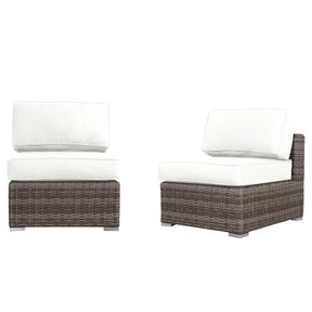 2-Piece Modern Grey Wicker Patio Seating Set With Cushions - Omega Lifestyles