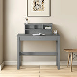 Gray Wood Rectangular Writing Desk With Hutch Storage - Omega Lifestyles