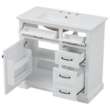 Modern White Ceramic Sink Bathroom Vanity With Drawers