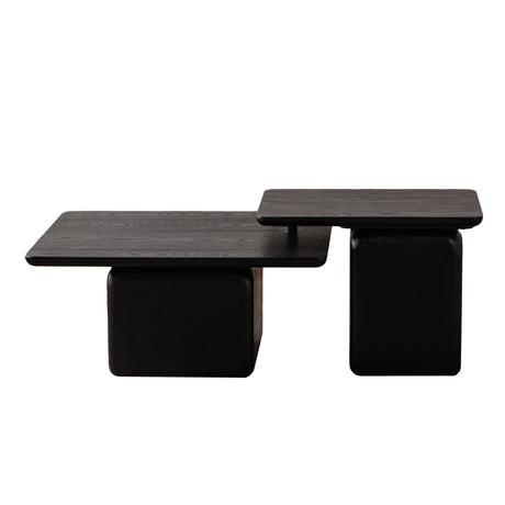 Set Of 2 Vintage Style Square Wood Grain Coffee Tables - Sleep Galleria