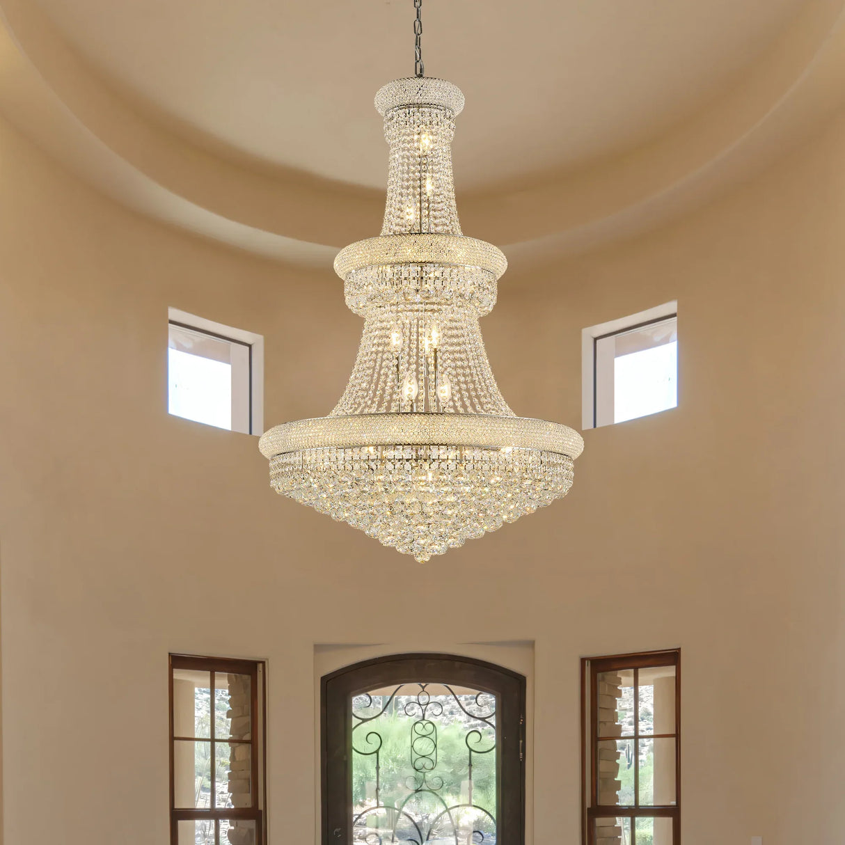 32-Inch French Empire Crystal Chandelier With 27 LED Lights - Omega Lifestyles