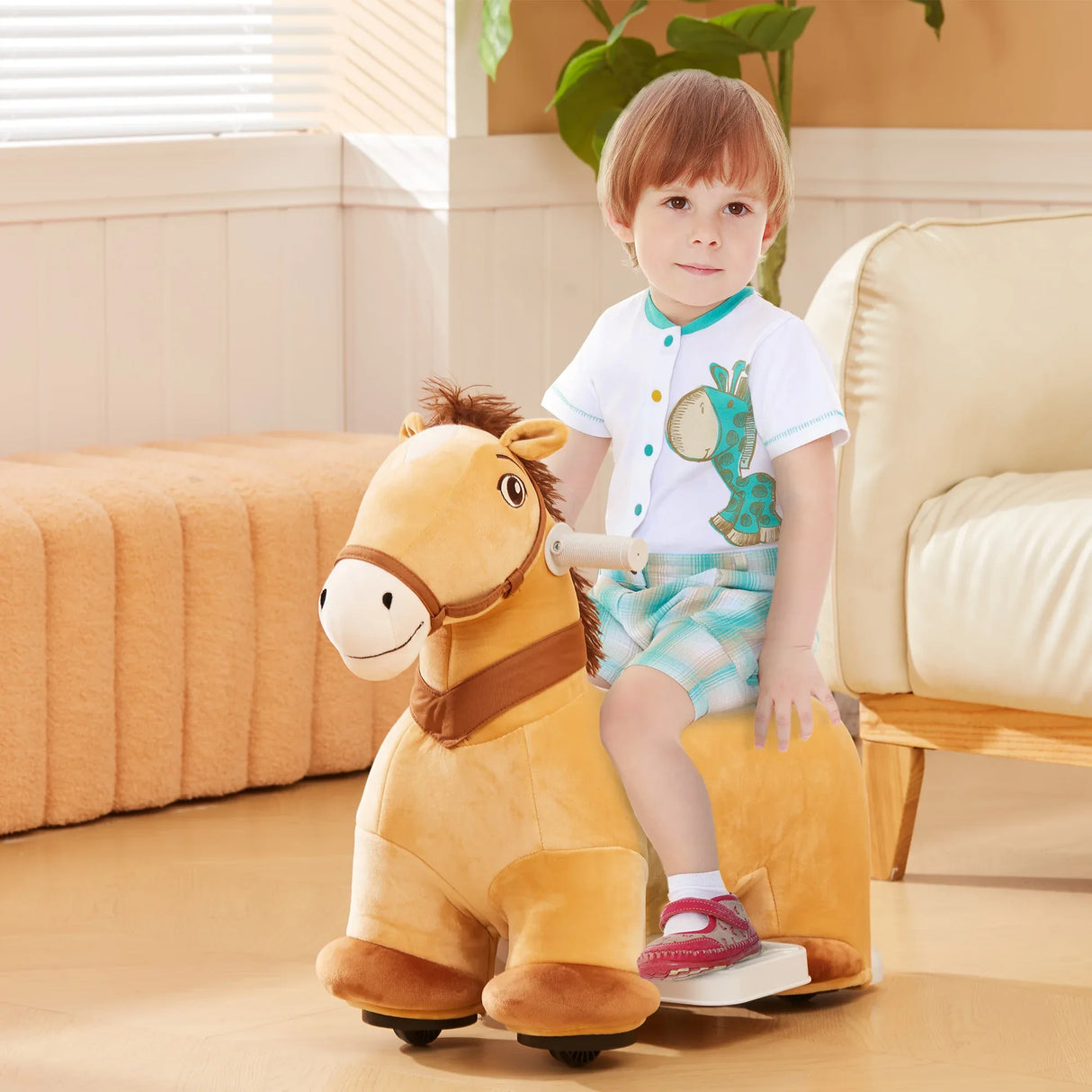6V Battery Powered Electric Ride-On Pony With Music - Omega Lifestyles
