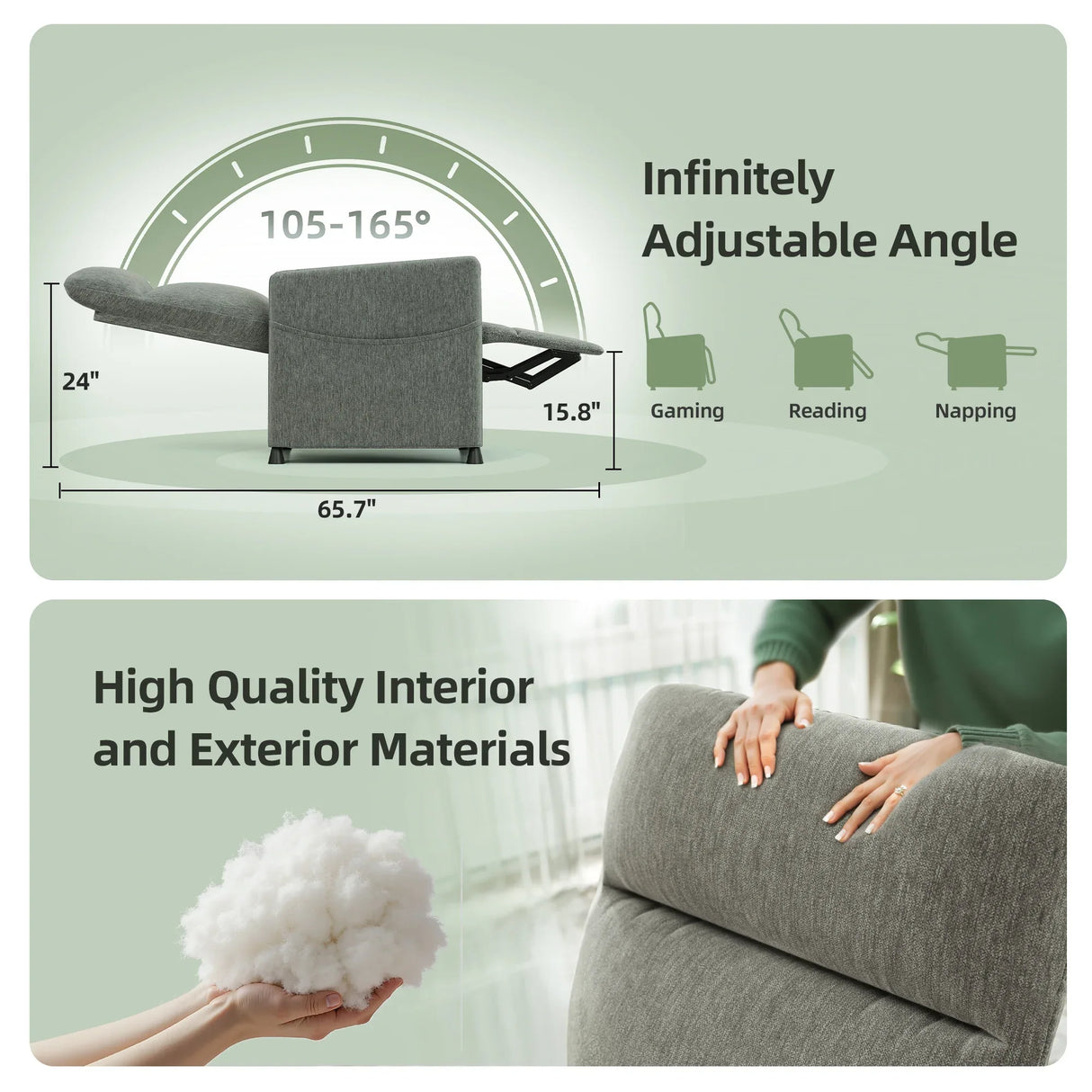 Modern Fabric Electric Power Recliner Chair With Footrest - Omega Lifestyles