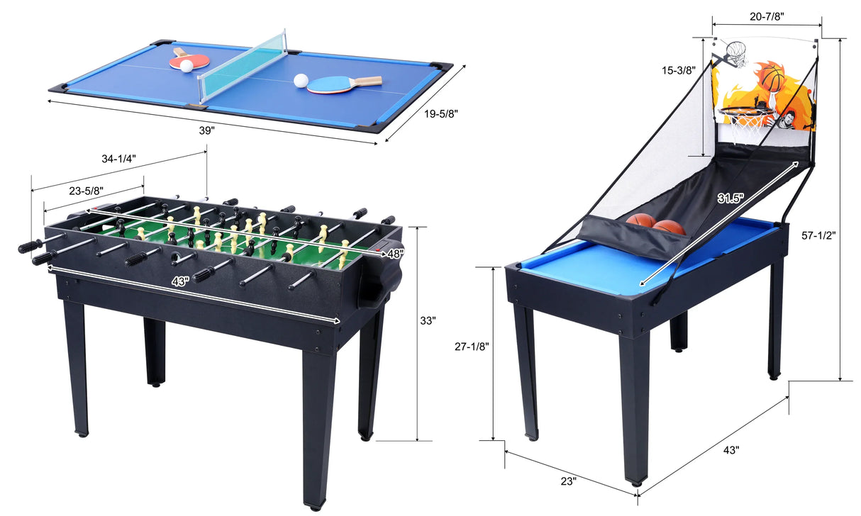 5-in-1 Multi-Game Table Billiards Foosball Ping Pong Basketball - Omega Lifestyles