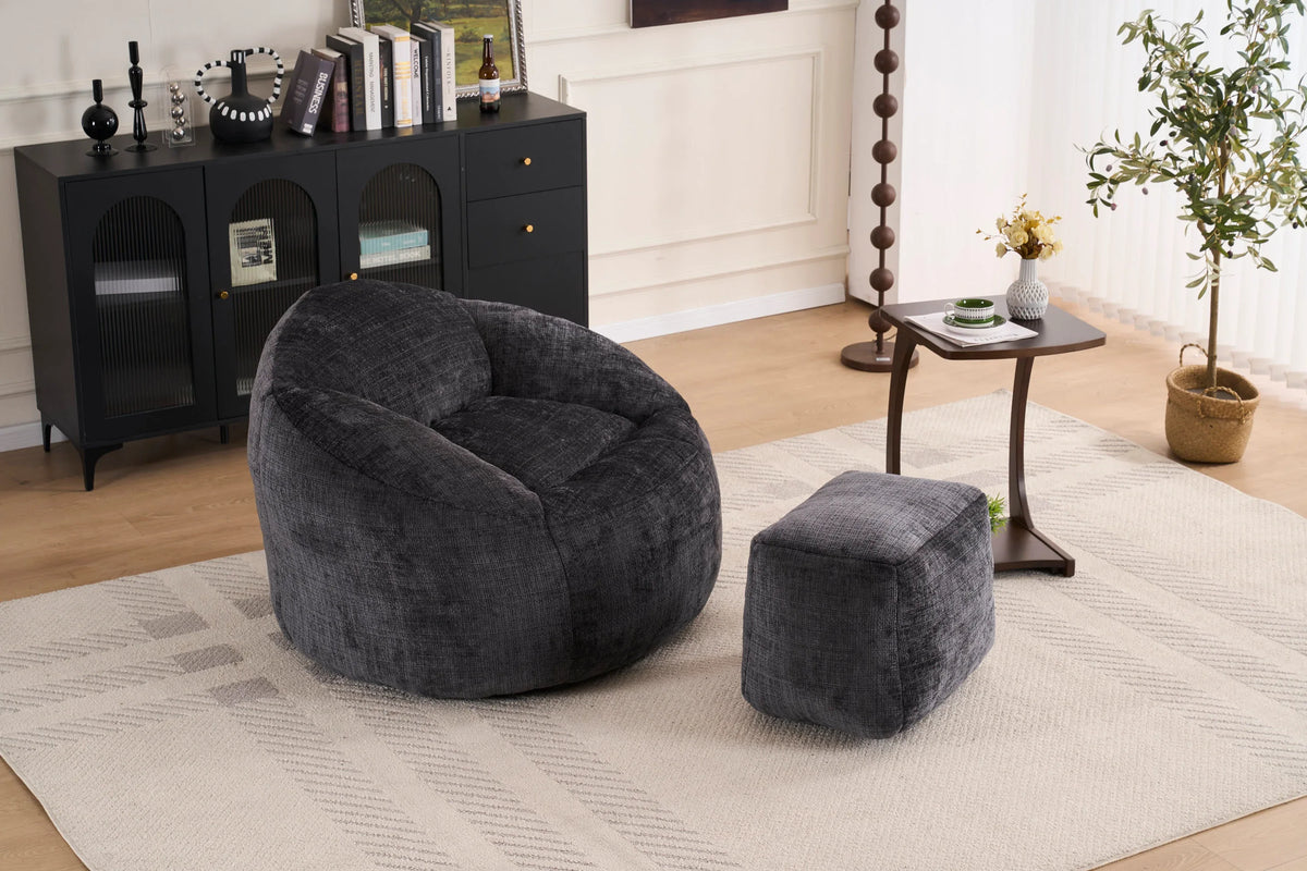 Extra Soft Chenille Memory Foam Bean Bag Chair - Omega Lifestyles