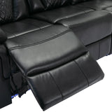 Manual Recliner Chair Faux Leather With Storage Cup Holders LED - Omega Lifestyles