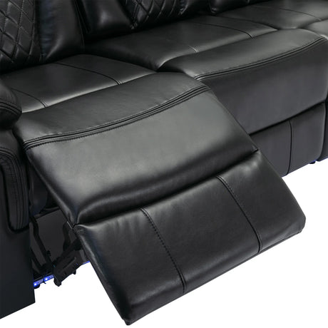 Manual Recliner Chair Faux Leather With Storage Cup Holders LED - Omega Lifestyles