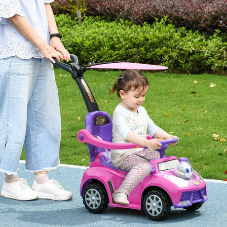 3-in-1 Toddler Push Car With Canopy Music Horn - Omega Lifestyles