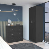 2-Piece Modern Black Particle Board Bedroom Set