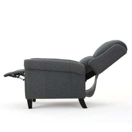 Charcoal Fabric Push Rack Recliner With Rubberwood Legs - Omega Lifestyles