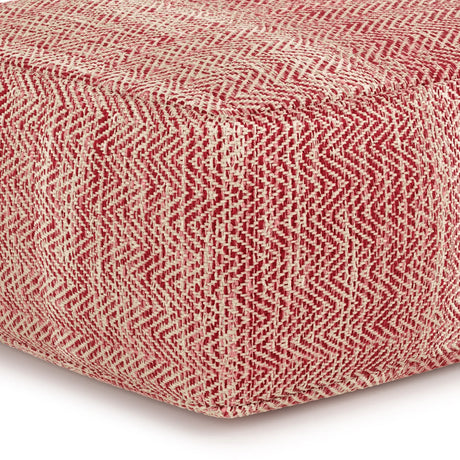 Maroon Mélange Upholstered Square Fabric Pouf Ottoman - Omega Lifestyles