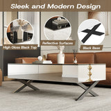 Rectangular Mirrored Coffee Table With Metal Base Storage - Omega Lifestyles