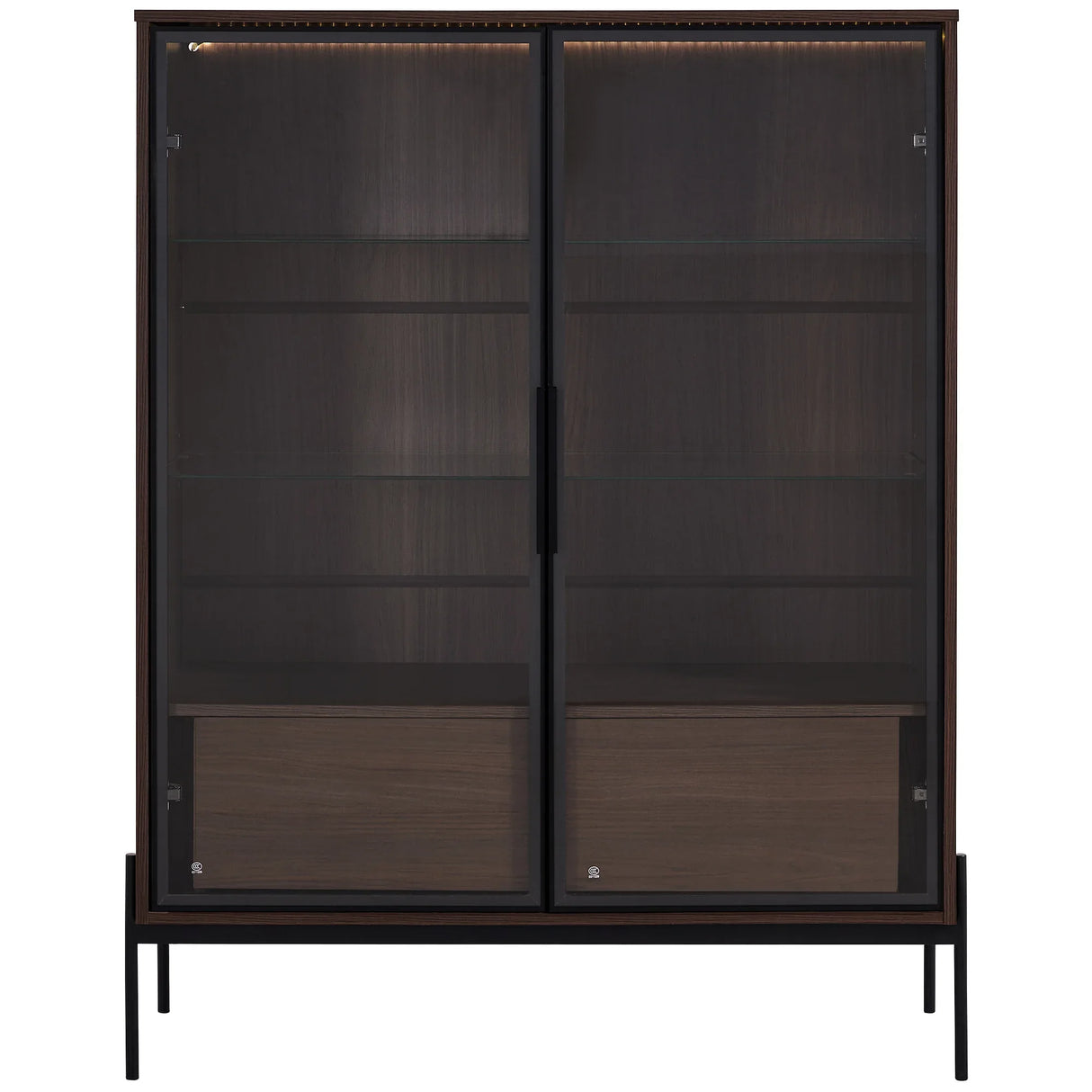 Modern Minimalist LED Curio Cabinet With Tempered Glass Doors - Omega Lifestyles
