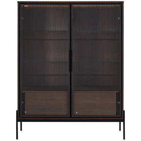 Modern Minimalist LED Curio Cabinet With Tempered Glass Doors - Omega Lifestyles