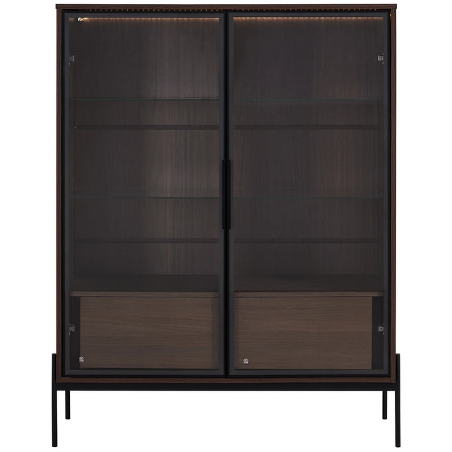 Modern Minimalist LED Curio Cabinet With Tempered Glass Doors - Omega Lifestyles