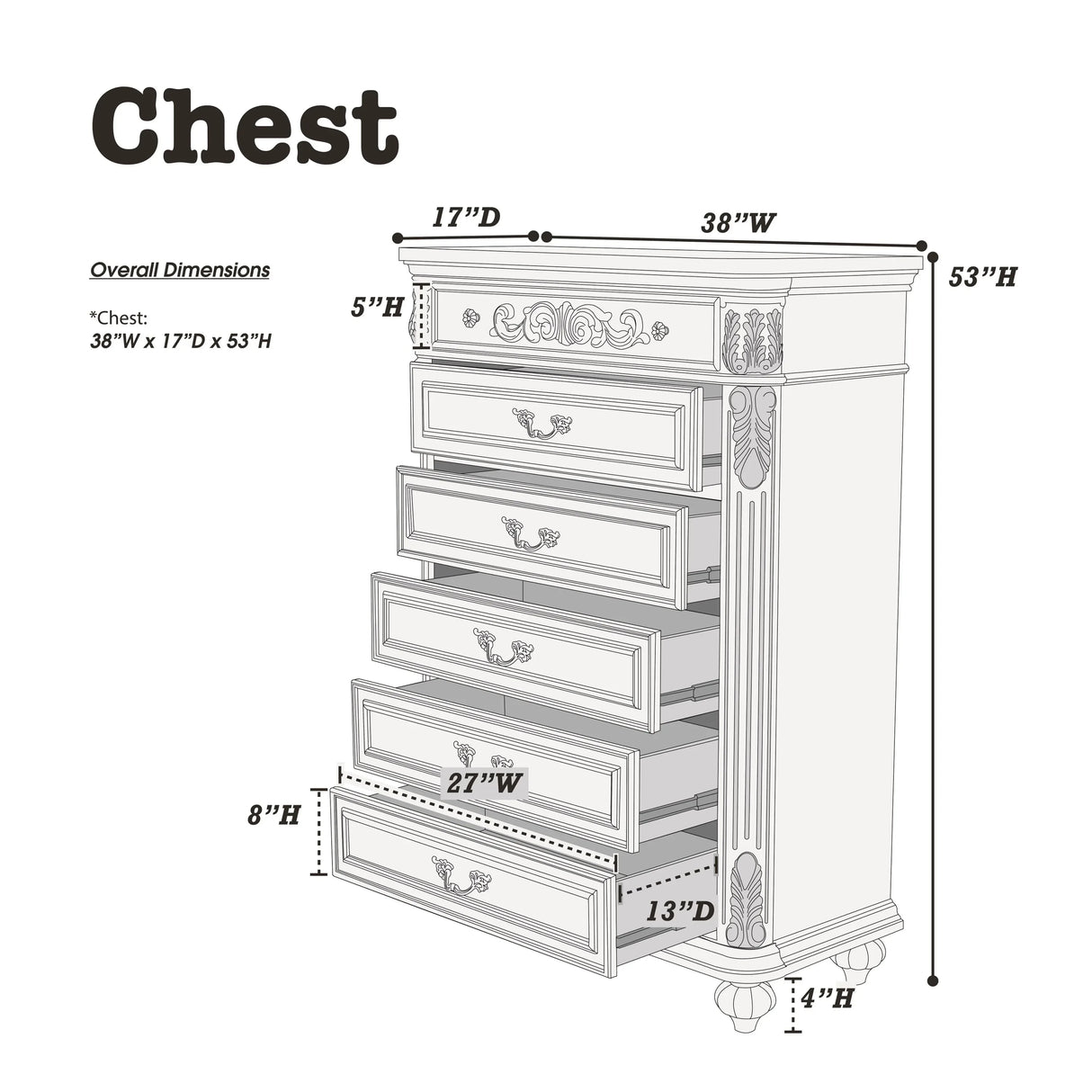 Traditional Antique Cherry Walnut Chest Of Drawers Furniture - Omega Lifestyles