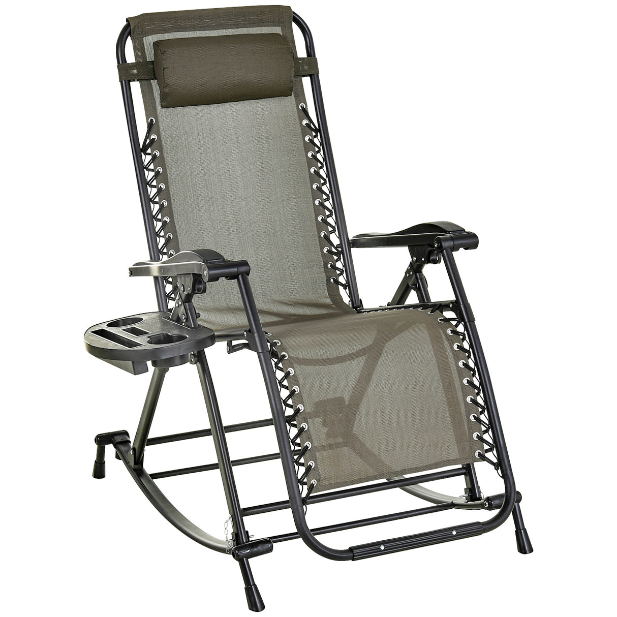 Outdoor Foldable Anti-Gravity Reclining Steel Rocking Chair