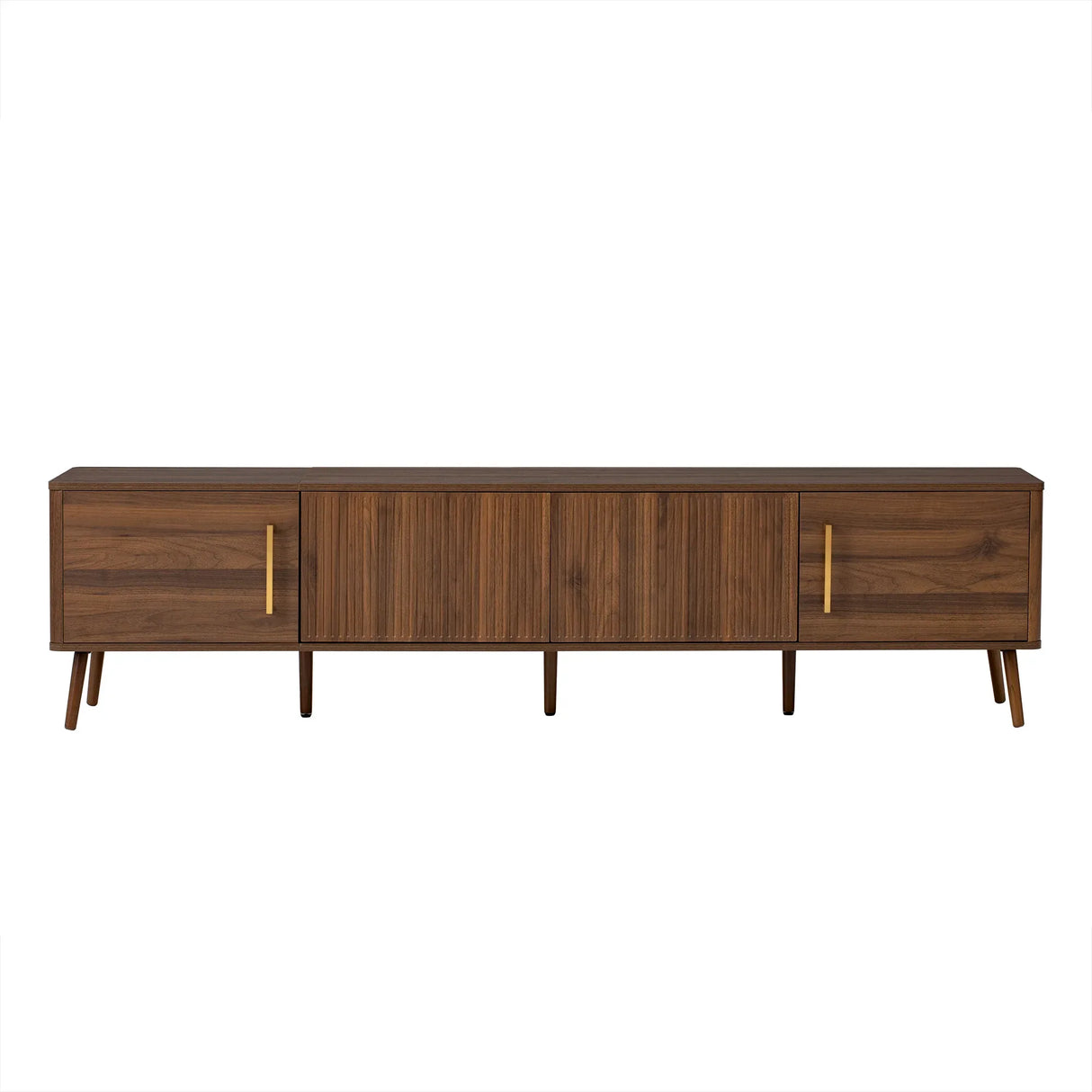 Modern Walnut Fluted Door 78-Inch TV Stand - Omega Lifestyles