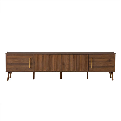 Modern Walnut Fluted Door 78-Inch TV Stand - Omega Lifestyles