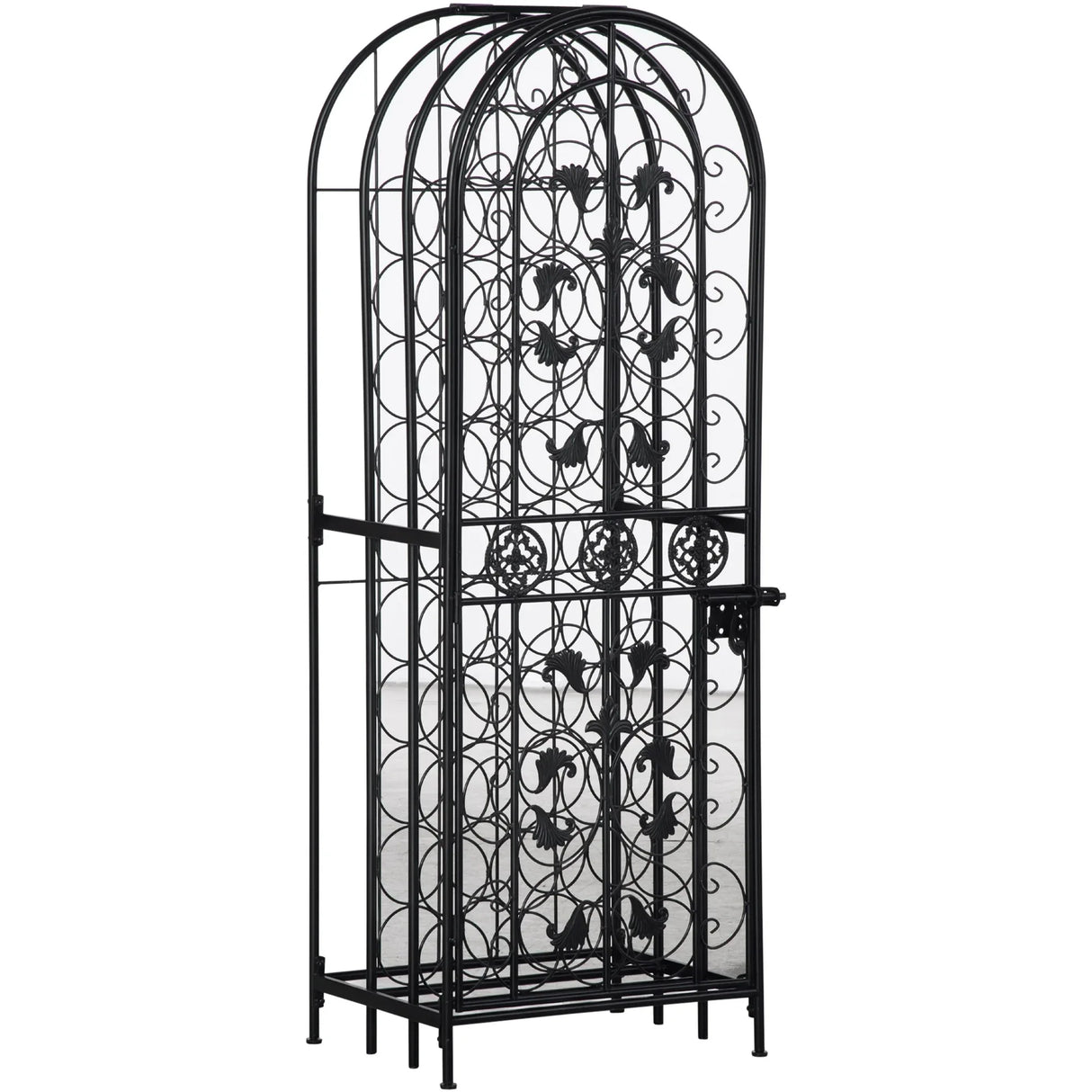Lockable Wrought Iron Wine Rack With Renaissance Scrollwork - Omega Lifestyles